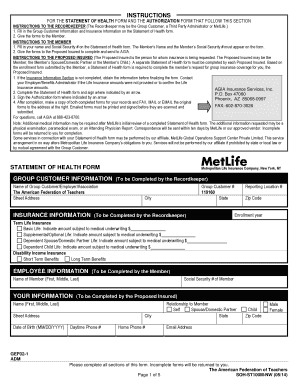 Statement of Health Form