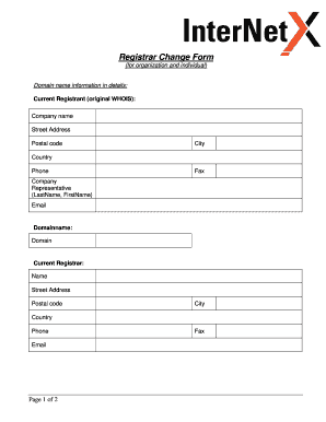 Registrar Change Form