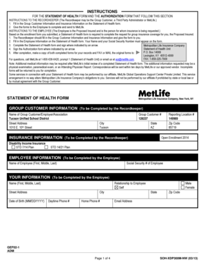 MetLife Statement of Health Form