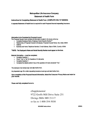 MetLife Statement of Health Form