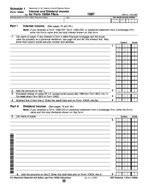 Schedule 1 Form 1040A Interest and Dividend Income