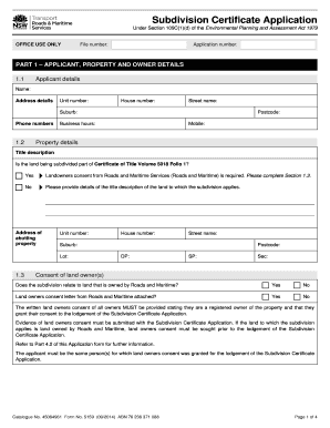 Subdivision Certificate Application Form