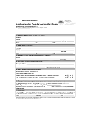 Application for Regularisation Certificate