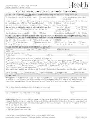 Oregon Temporary Medical Assistance Eligibility Application