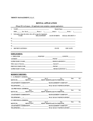 Trinity Management Rental Application