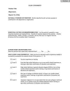 Job Position Description Form