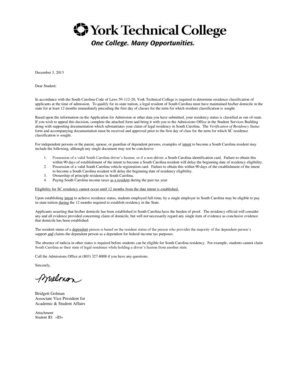 South Carolina Residency Verification Form