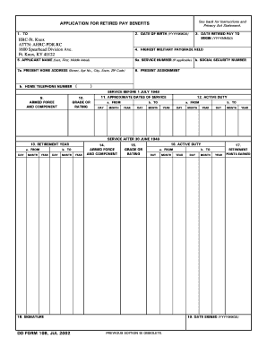 Application for Retired Pay Benefits