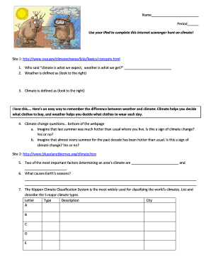 Climate Change Scavenger Hunt Worksheet