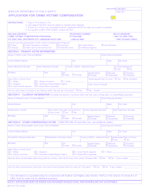 Missouri Crime Victims’ Compensation Application