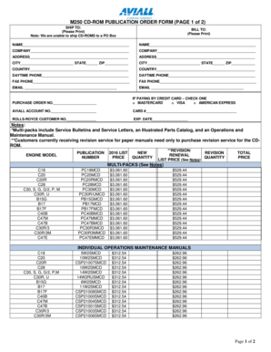 M250 CD-ROM Publication Order Form
