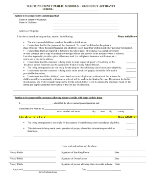 Walton County Residency Affidavit