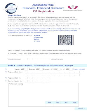 AccessNI Standard/Enhanced Disclosure and ISA Registration Form