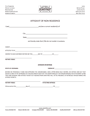 Affidavit of Non-Residence for Louisiana