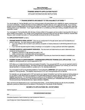 Washington Training Benefits Application Packet