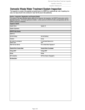 Domestic Waste Water Treatment Inspection Form
