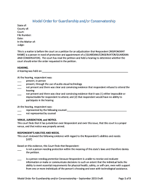 Model Order for Guardianship and/or Conservatorship