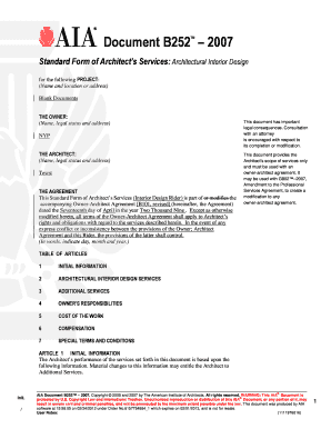 Standard Form of Architect’s Services: Architectural Interior Design