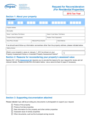 Request for Reconsideration of Property Assessment