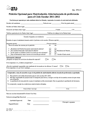 Petición Opcional para Matriculación Abierta/escuela de preferencia