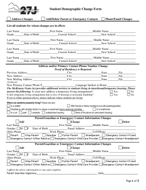 Student Demographic Change Form