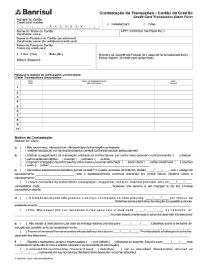 Contestação de Transações - Cartão de Crédito