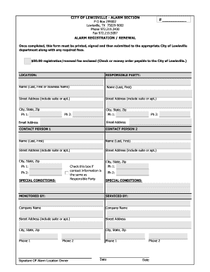 Alarm Registration Renewal Form