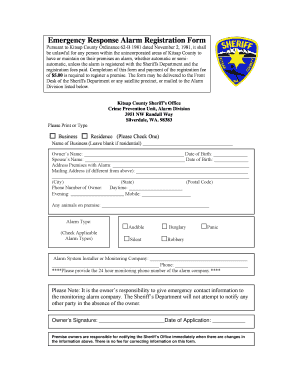 Kitsap County Alarm Registration Form