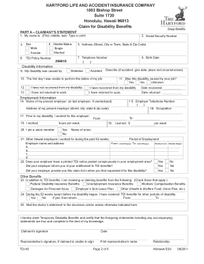 Hawaii Disability Benefits Claim Form