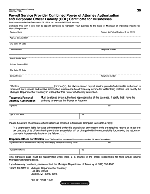 Michigan Payroll Service Power of Attorney