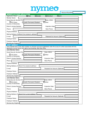 Nymeo Federal Credit Union Member Account Application
