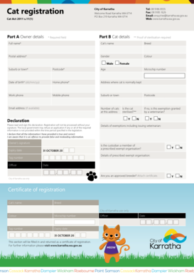 Cat registration City of Karratha Welcome Road Karratha WA - karratha wa gov