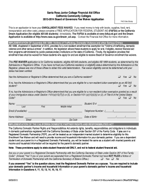 California Board of Governors Fee Waiver Application