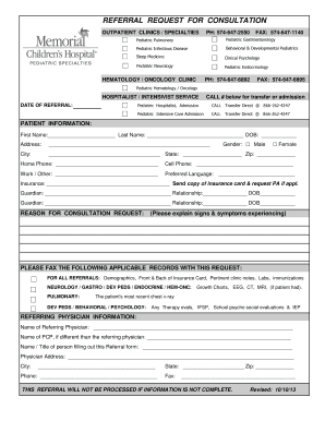 Pediatric Consultation Referral Form