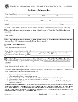 West Allis-West Milwaukee School District Residency Form
