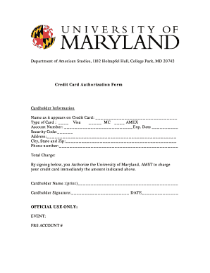 Credit Card Authorization Form