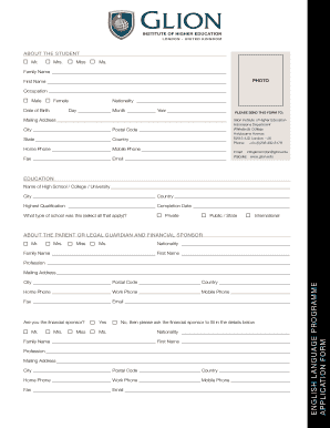Glion Institute of Higher Education Application Form