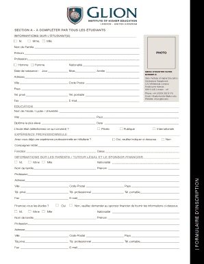 Formulaire d’inscription