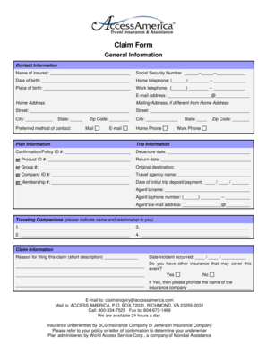 Travel Insurance Claim Form