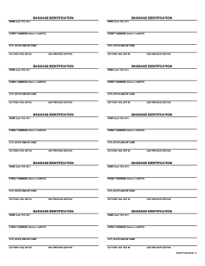 US Military Baggage Identification Form