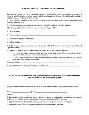 Caregiver Authorization Affidavit