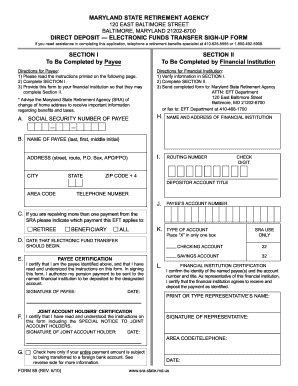 Maryland State Retirement Agency Direct Deposit Form