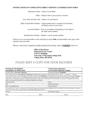 Direct Deposit Authorization Form