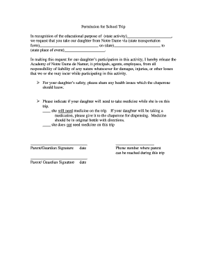 Permission for School Trip