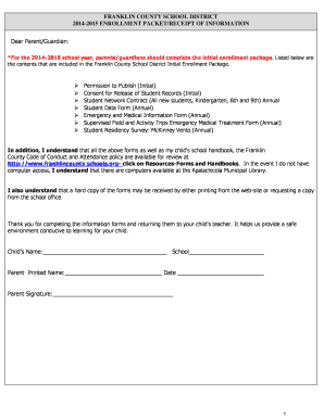 Franklin County School District Enrollment Packet