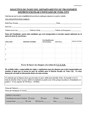 Solicitud de Pasos del Departamento de Transporte