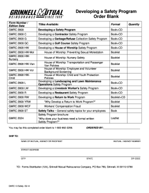 Developing a Safety Program Order Form