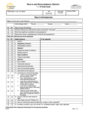 EALTH AND EVELOPMENTAL HISTORY 1 5 YEAR OLDS - old earlylearningwa