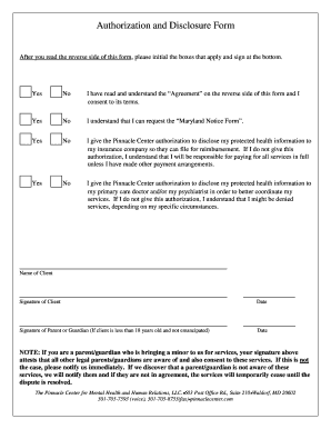 Authorization and Disclosure Form