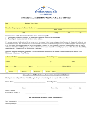 Commercial Natural Gas Service Agreement